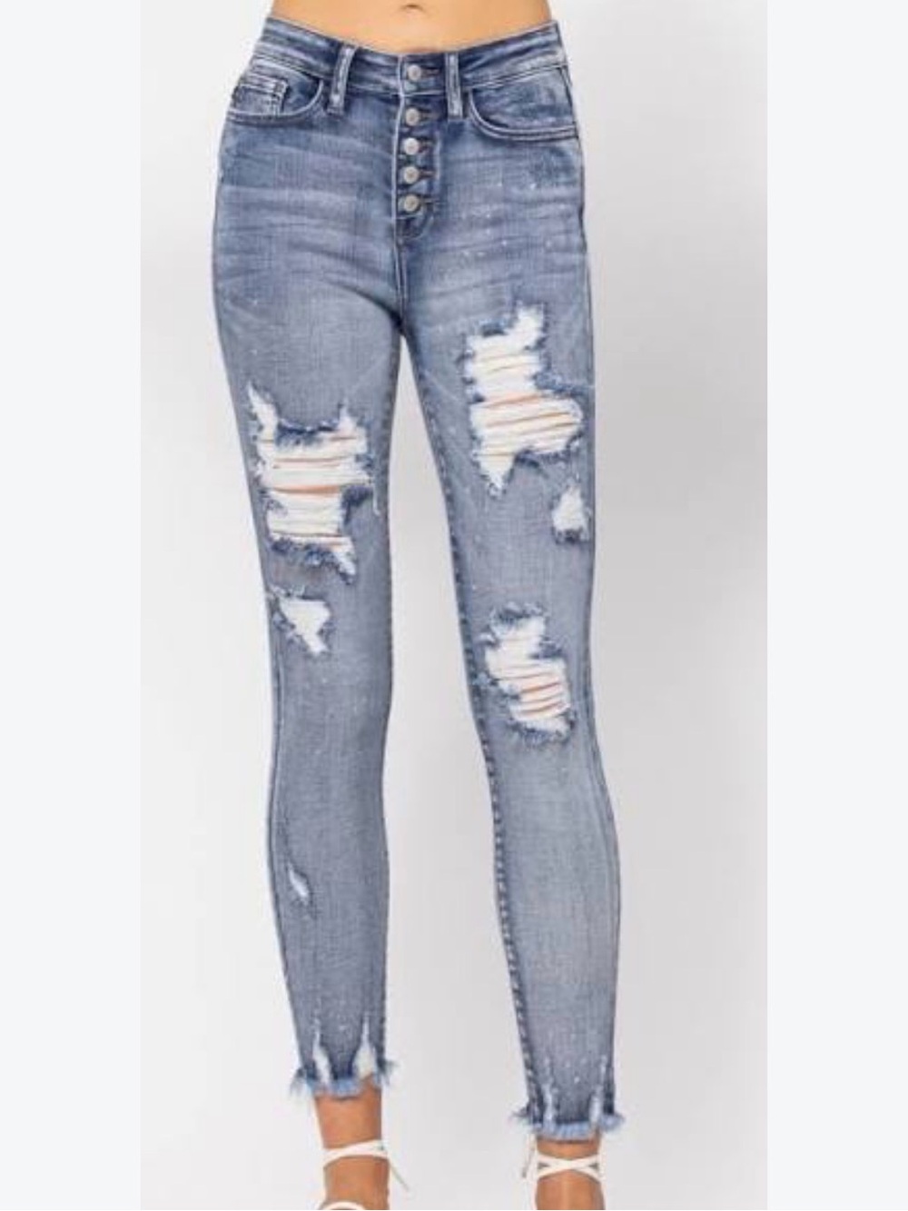 Judy Blue High Waisted Skinny Distressed Jeans size 13/31 NWT
